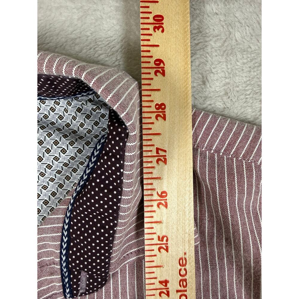 Craft + Flow Red/White Striped Long Sleeve Collard Button Up Mens XL - Picture 4 of 10